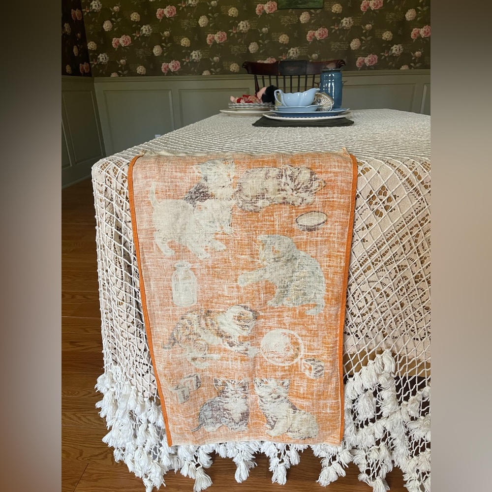 🐈 Vintage Linen Kitten Cat fabric Panel 🐈 - Picture 6 of 12